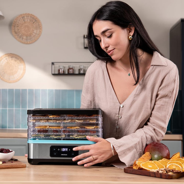 Cecotec VitaDry Pro Lebensmitteldehydrator, 300 W, Fruchtdehydrator mit 5 Ablagen, höhenverstellbar,