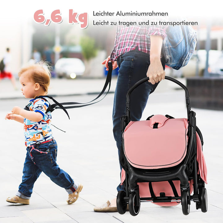 DREAMADE Kinderwagen faltbar, Reisebuggy für Kinder 0-3 Jahren, Buggy mit verstellbarem Sonnendach,