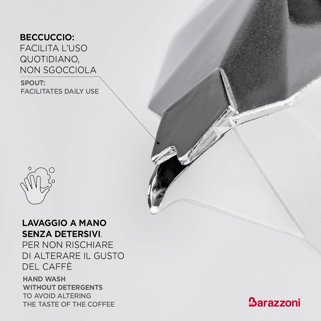 Barazzoni La Coffee Espressokocher aus Aluminium mit 9 Tassen. Zertifiziert von der italienischen Ac
