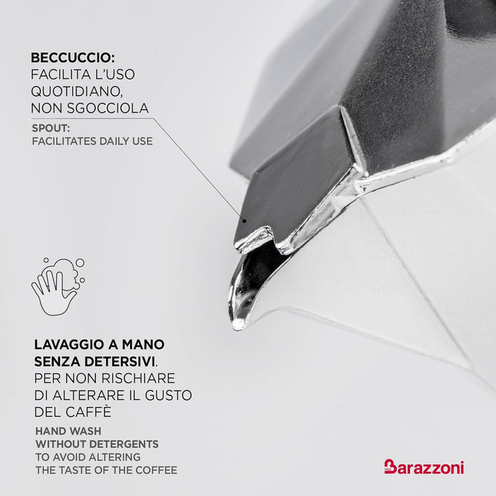 Barazzoni La Coffee Espressokocher aus Aluminium mit 9 Tassen. Zertifiziert von der italienischen Ac