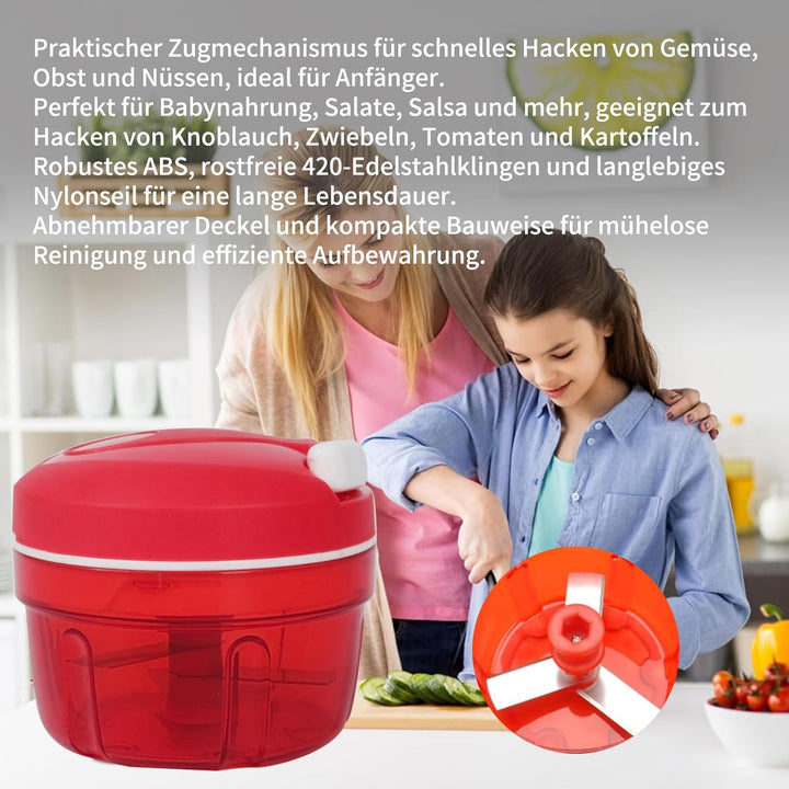 Zwiebelschneider Manuell，Zwiebel Zerkleinerer für Gemüse, Obst, Zwiebeln, Nüsse, Knoblauch (Rot)
