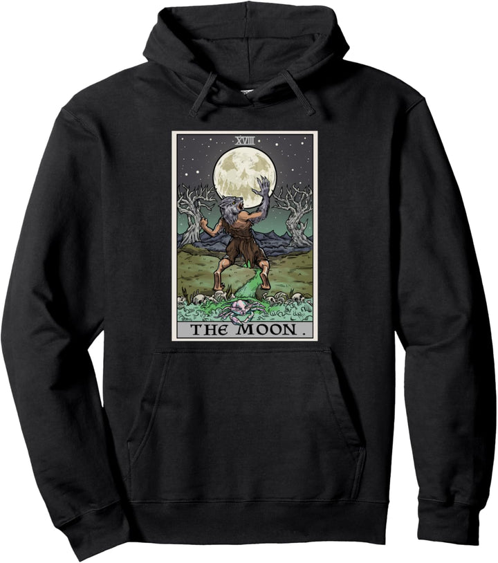 The Moon Tarot-Karte Halloween Werwolf Gothic Hexe Horror Pullover Hoodie