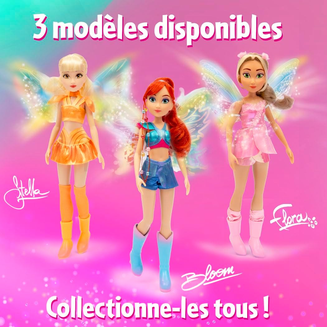 Winx Fairy Light Up Wings Doll – Flora with Sparkling Outfit & Glowing Wings – 27cm Fashion Doll wit