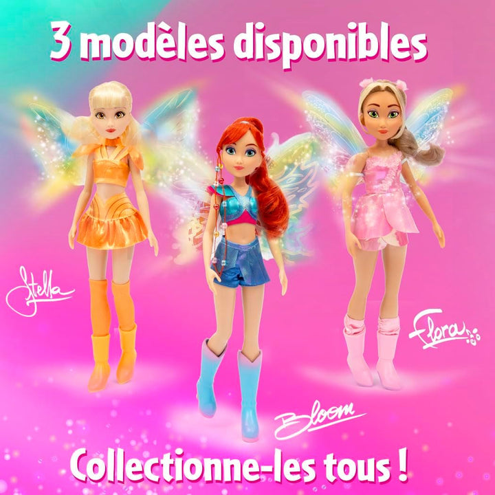 Winx Fairy Light Up Wings Doll – Flora with Sparkling Outfit & Glowing Wings – 27cm Fashion Doll wit