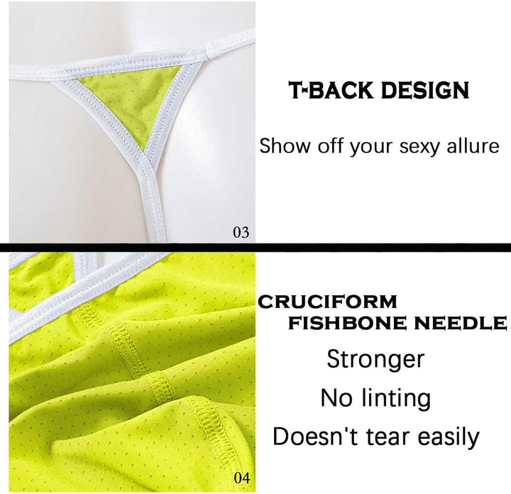BIATWOWR Männer Niedriger Tangaslip mit Netz, Sexy, Grosse Taschen, Elastisch und Weich Underwears M