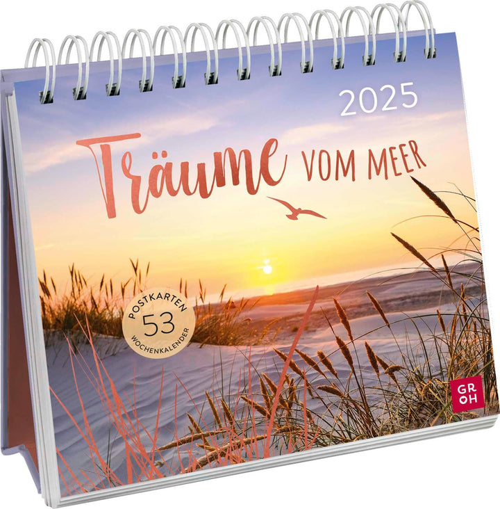 Postkartenkalender 2025: Träume vom Meer: Wochenkalender zum Aufstellen, Tischkalender mit Spiralbin