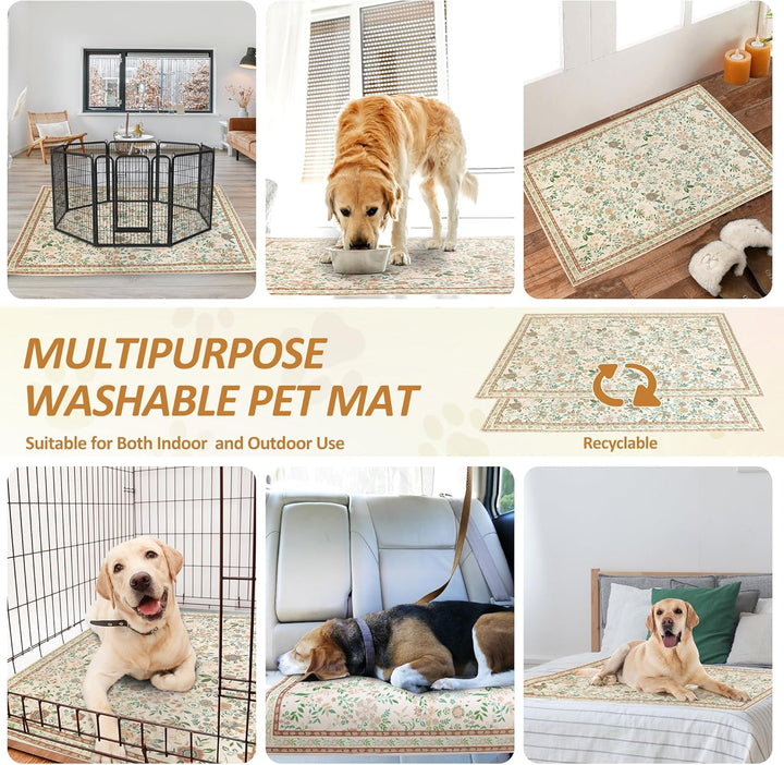 Baodan Welpen Unterlagen Waschbar, 2 Pack PIPI Matten für Hunde mit Blumenmuster inkontinenzunterlag