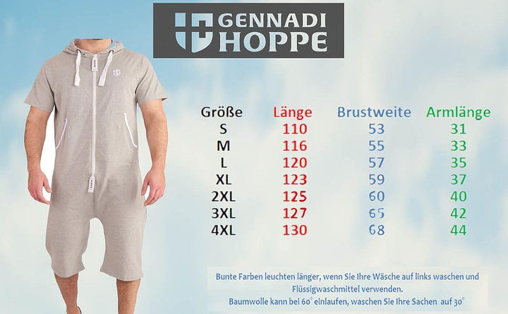 Gennadi Hoppe Jumpsuit Herren mit Zierstreifen, Onesie Herren mit Zwei Taschen, Sportanzug Herren, B