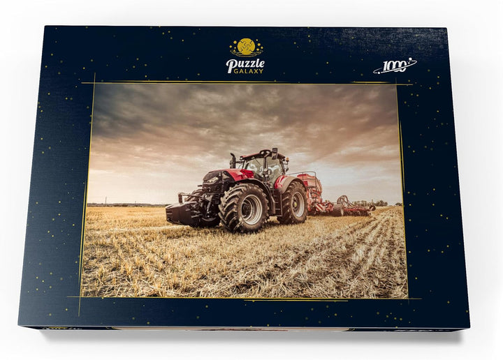 Moderner roter Traktor bei der Einsaat - Premium 1000 Teile Puzzle - MyPuzzle Sonderkollektion von P