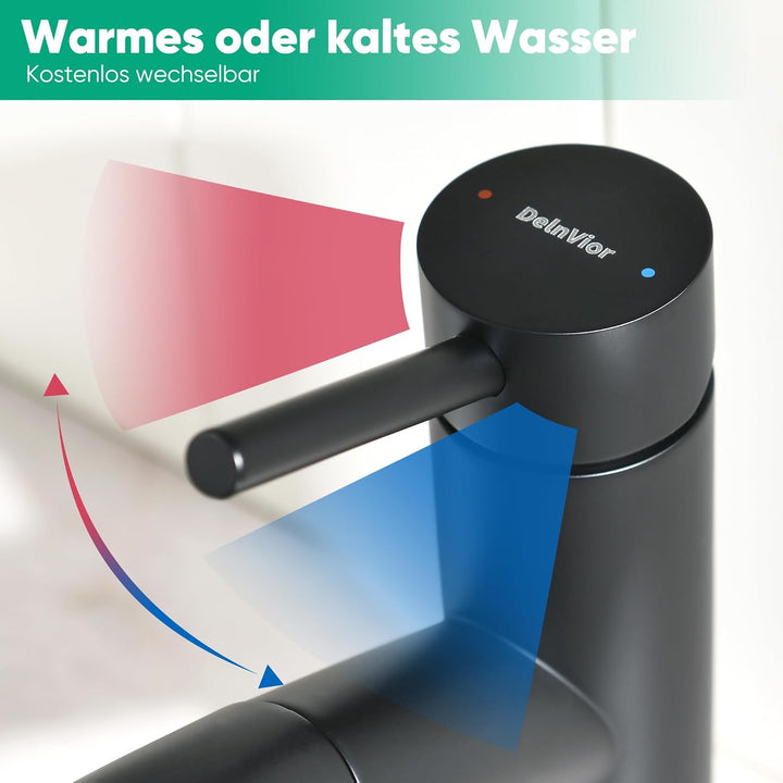 Waschbeckenarmatur mit ausziehbarer Brause Edelstahl-Wasserhahn bad mit Warm- und Kaltwassermischer
