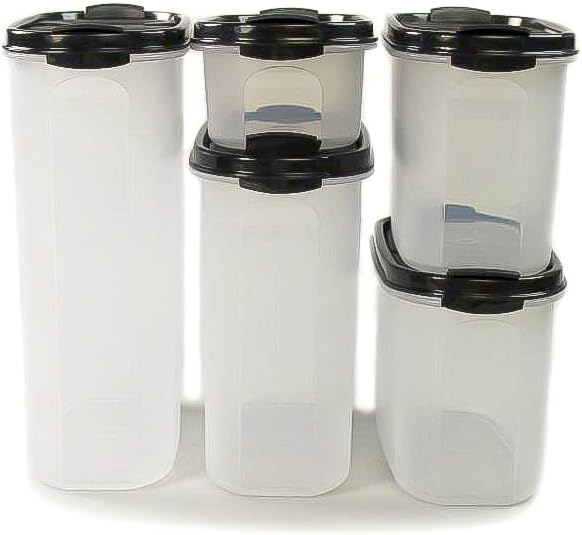 Tupperware Eidgenossen 2,3L+1,7L+1,1L (2) +500ml schwarz mit Schütte Modular