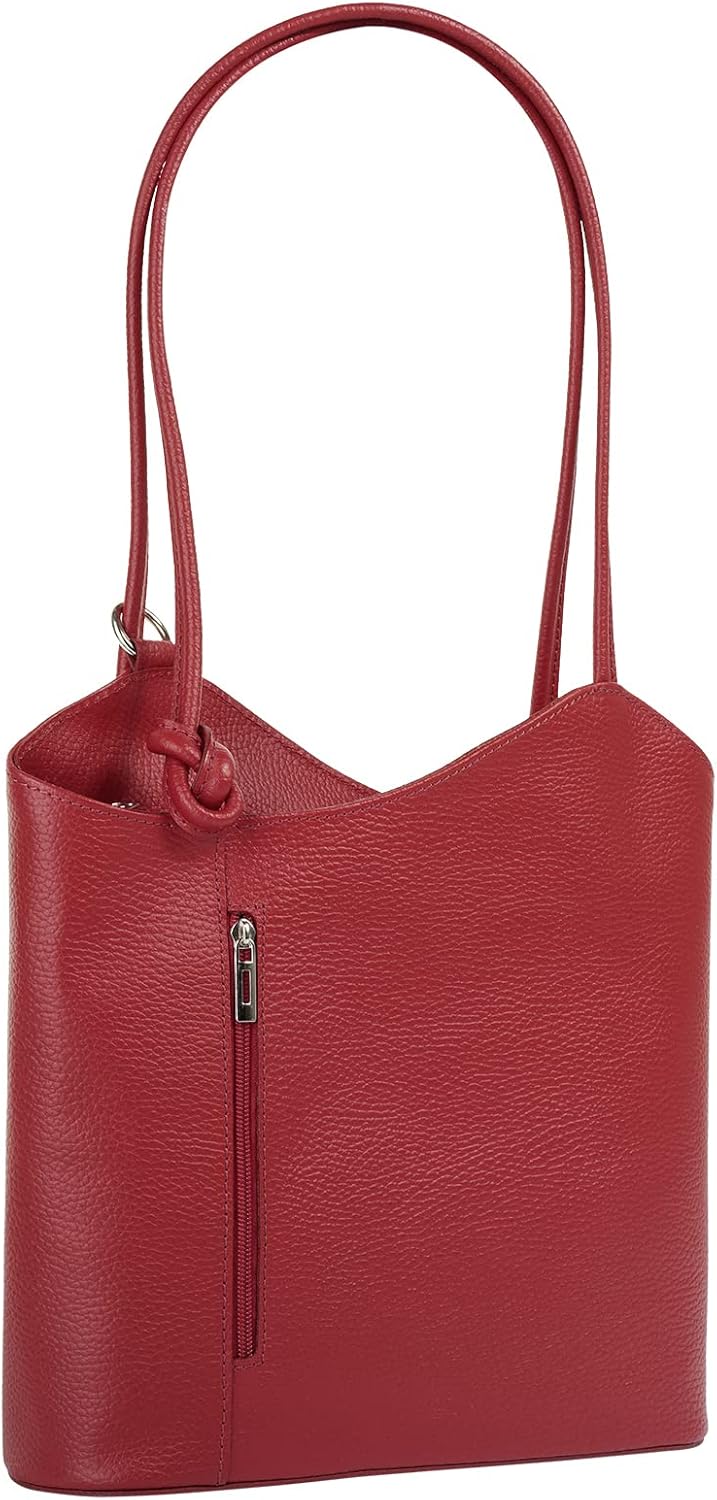 Shopper Rucksack Kombination Echt Leder Damen Made in Italy | 2in1 Handtasche | wandelbare Umhängeta