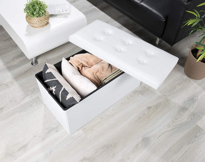 infactory Faltbox und Hocker: 2er-Set Faltbare 2in1-Sitzbänke und -truhen, 80 l, bis 300 kg, weiss (