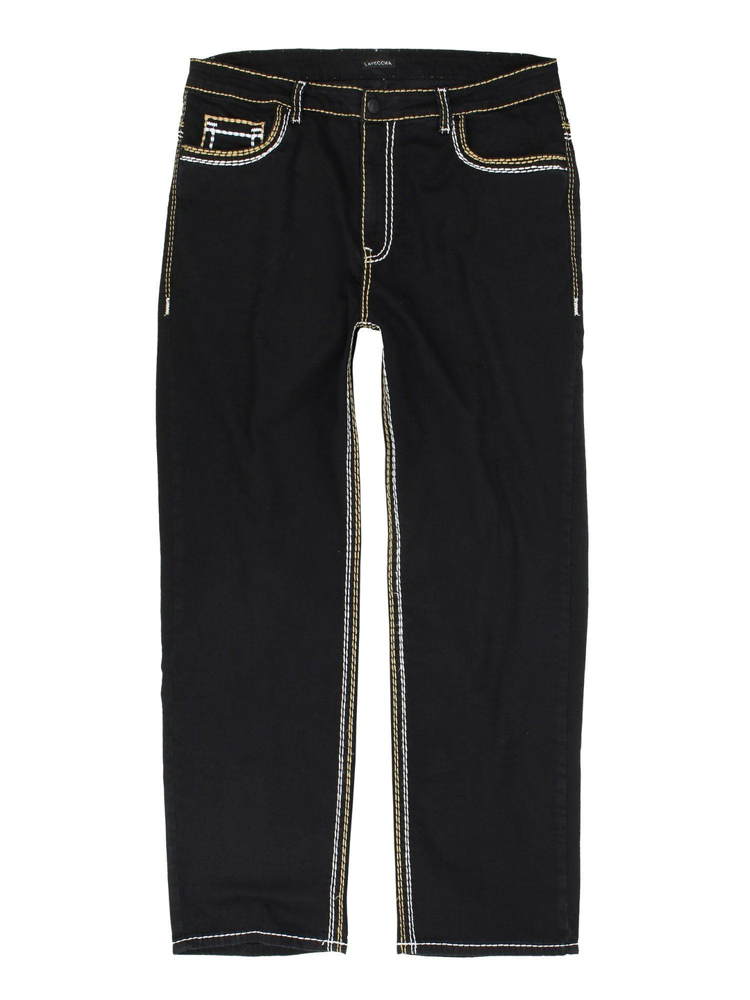 Lavecchia Jeans Übergrössen Herren Comfort Fit Denim Jeanshose Hose LV-503, 42W / 30L Tiefschwarz