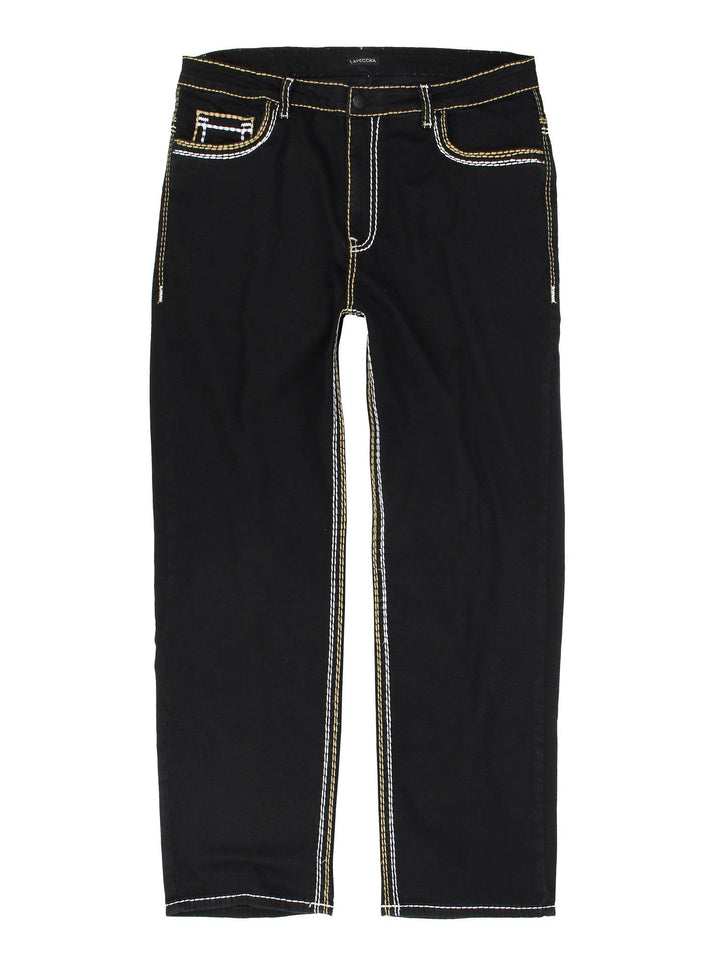 Lavecchia Jeans Übergrössen Herren Comfort Fit Denim Jeanshose Hose LV-503, 42W / 30L Tiefschwarz