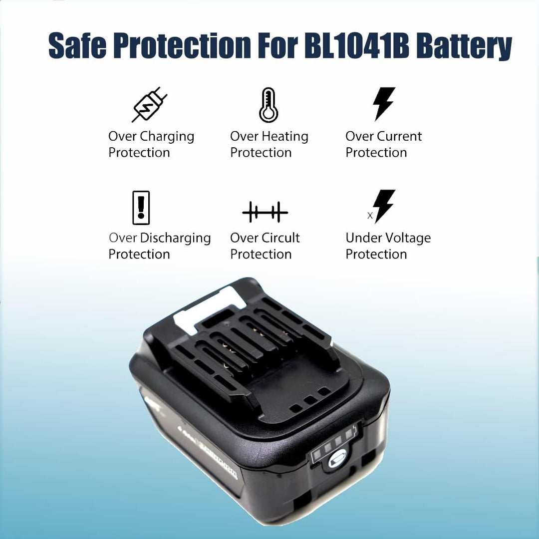 FengWings® BL1041B 4.0Ah Ersatz für Makita Akku 12V BL1016 BL1015 BL1021B BL1040, Mit Ladegerät DC10