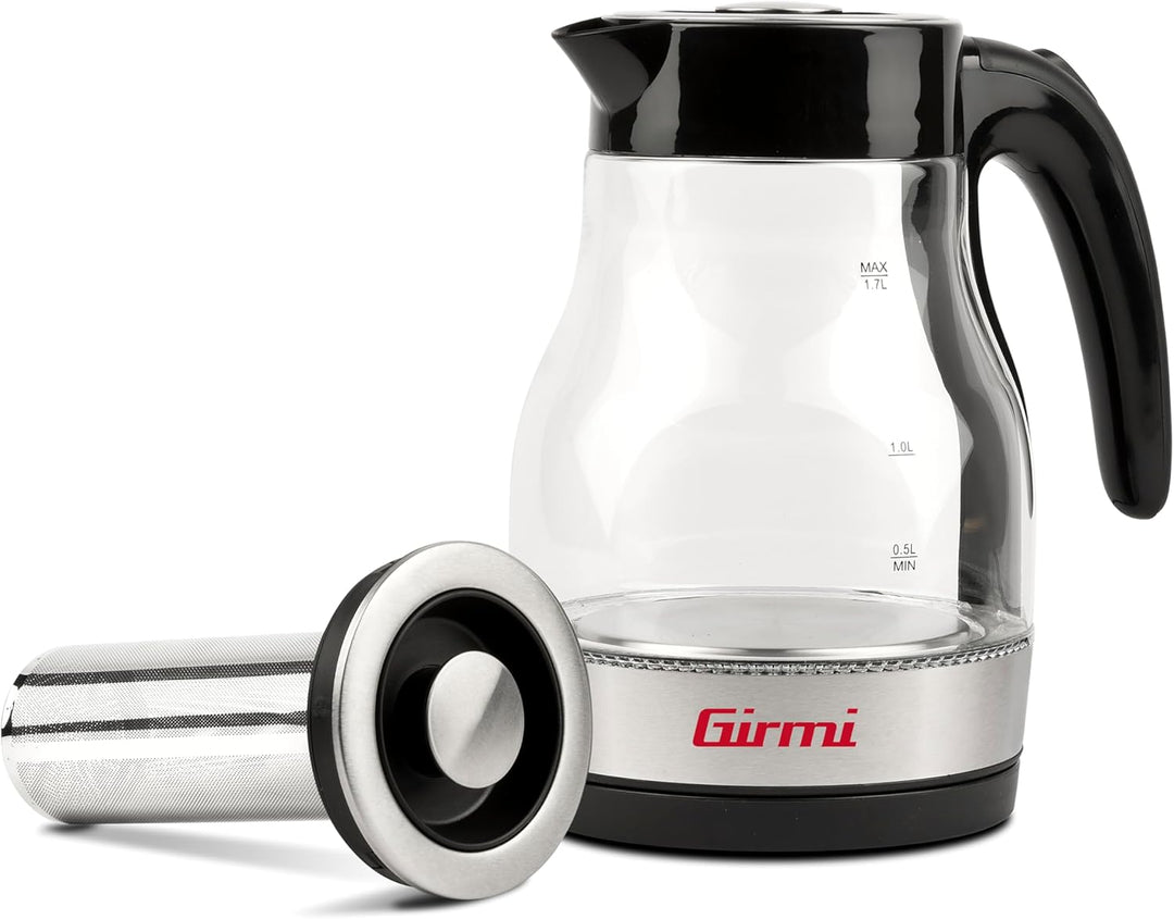 Girmi BL5100 Wasserkocher und Teekanne, 2200 W, 1,7 Liter, Glaskanne Schwarz-edelstahlgrau 1.7 Liter
