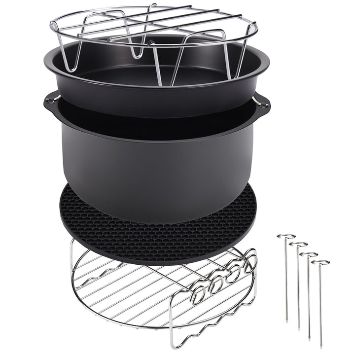 MONZANA® Heissluftfritteuse Zubehör XL 6,5L Fritteuse Set 9tlg mit Brotbackkorb Pizzapfanne Silikonp