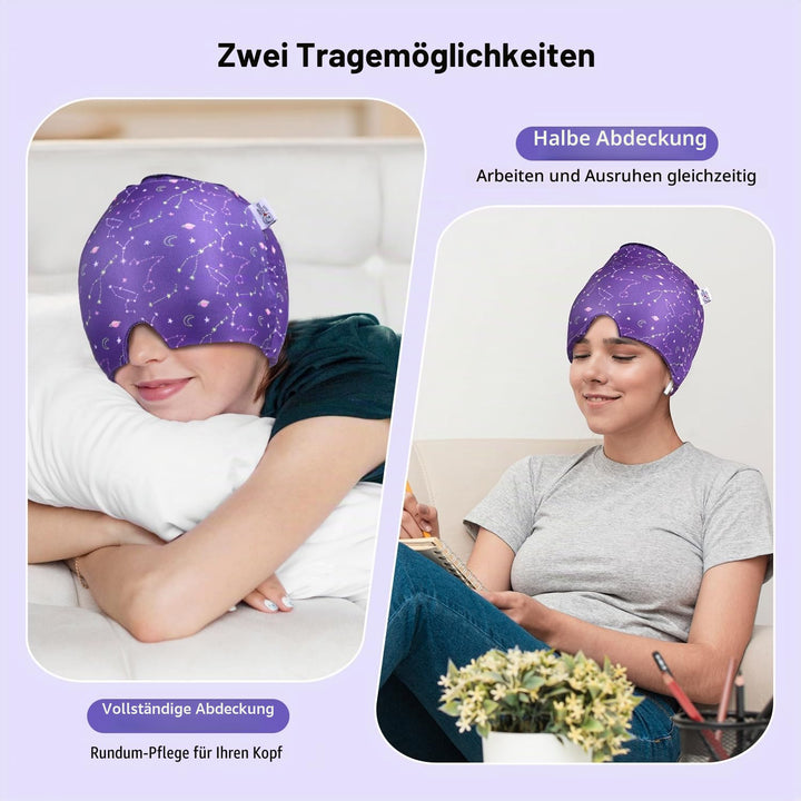 2 Stück Migräne Maske und Augenmaske Kühlend, Migräne Kühlmaske, Migraine Relief Cap, Kopfschmerzen