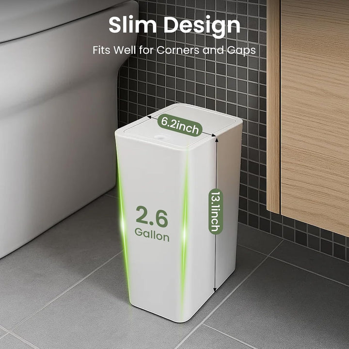 3pc Mülleimer Bad 10L, Badezimmer Mülleimer Schmal mit Deckel, Badmülleimer