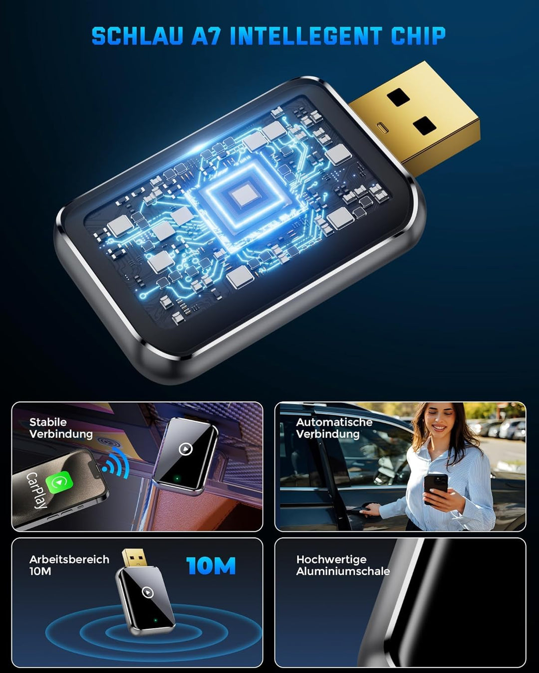 2025 Wireless Carplay Adapter für iPhone - Konvertiert kabelgebundenen zu kabellosen Carplay Adapter