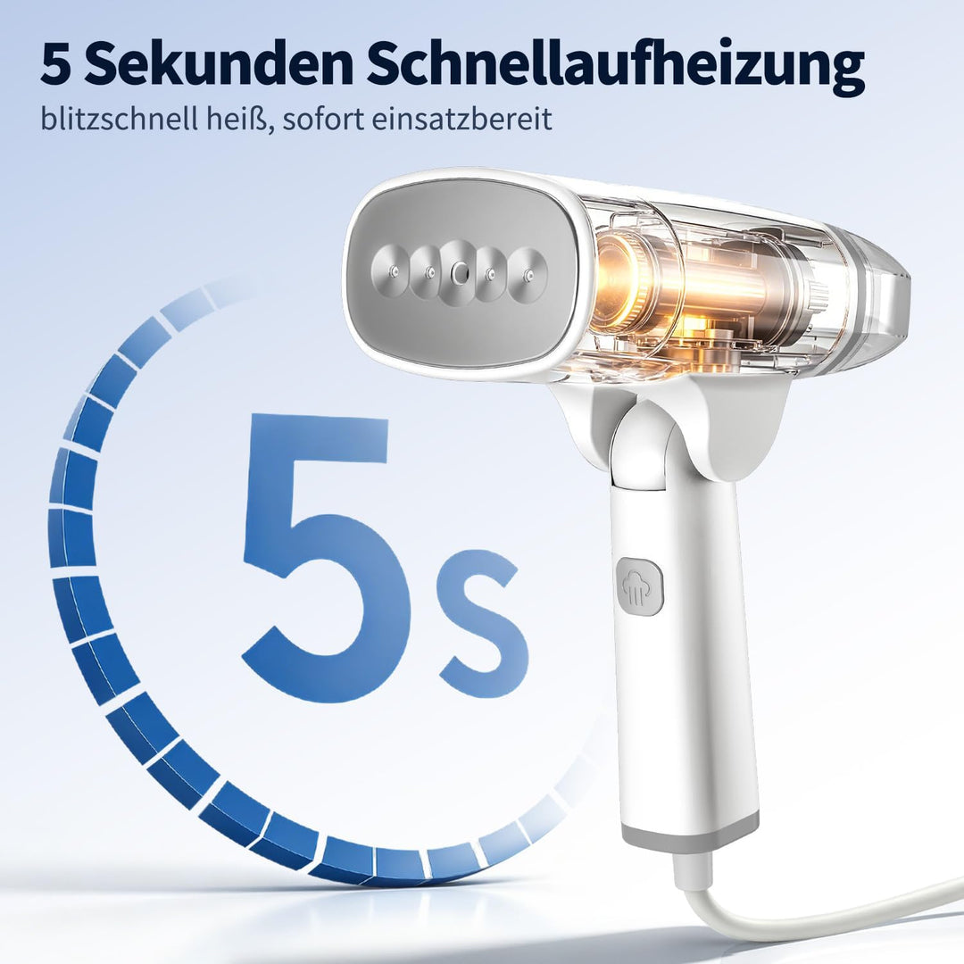 Steamer Dampfglätter, 1300W Dampfbügeleisen Reisebügeleisen Steam iron, 5s Blitzschnelles Aufheizen,