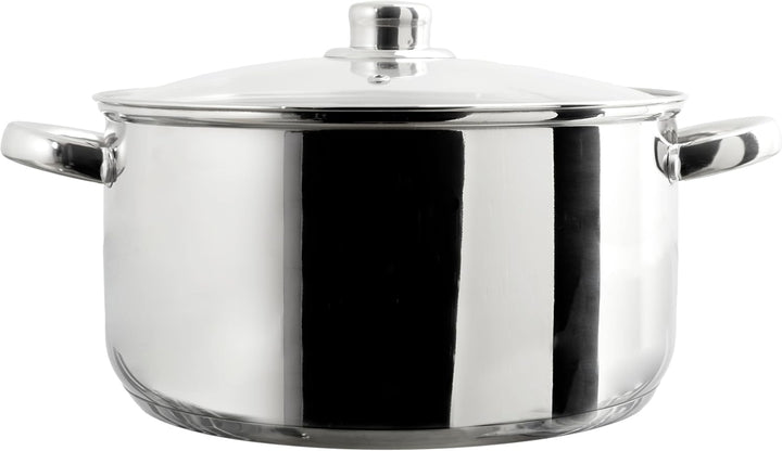 COOK CONCEPT Kochtopf aus Metall mit Glasdeckel 7 L Alle Herdarten Silber