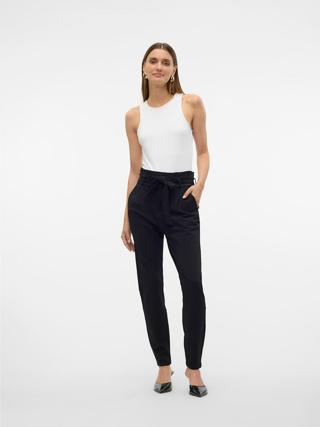 VERO MODA Female Paperbag Hose VMEVA Hohe Taille Hose XS / 34L Schwarz, XS / 34L Schwarz