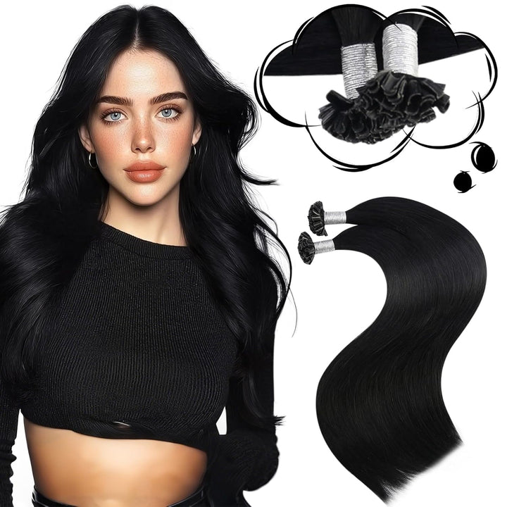 Moresoo Extensions Echthaar Bondings Schwarz 1g Remy Pre Bonded U Tip Extensions Echthaar Schwarz 50