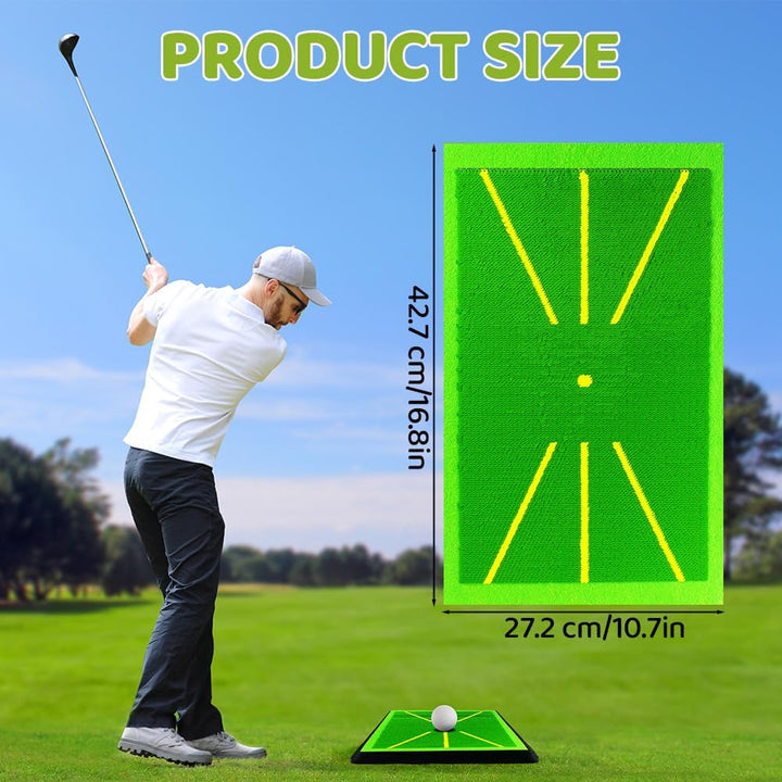 Flintronic 2 Teilig Golfmatte, Austauschbar Übungsmatte mit Rutschfester Gummiunterlage für Schwungb