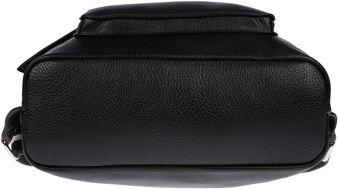 Christian Wippermann grosser Damen City Rucksack Tasche Body Bag Leder Optik Schultertasche Schwarz,
