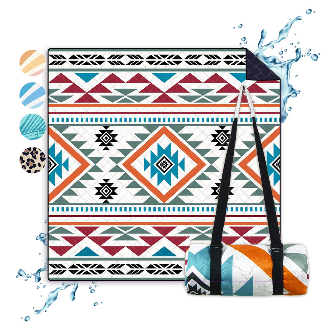 NAYA STUDIOS® Picknickdecken (Sonne) - extra grosse Picknickdecke 200x200 cm - waschbare Campingdeck