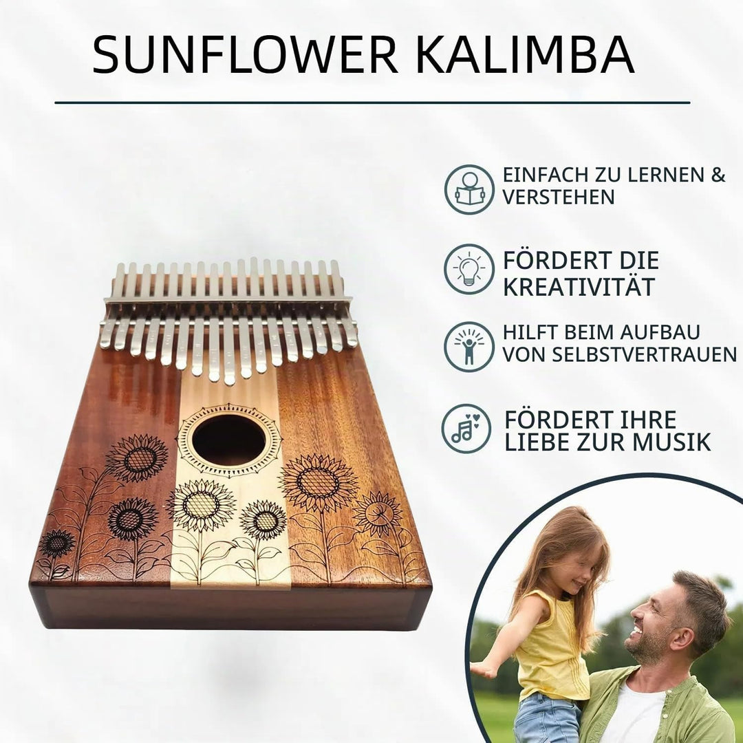 Kalimba 17 Schlüssel, Holz Fingerklaviere，Sonnenblume Professionelle Daumenklavier Carlimba, Mbira I
