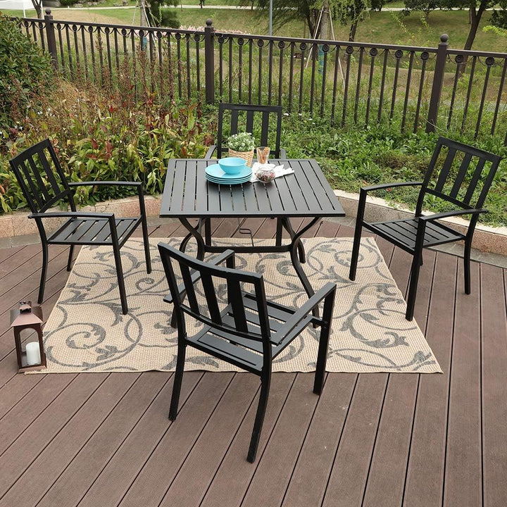 PHIVILLA Gartentisch und Stühle 4er Set Terrassentisch Stühle Metall Outdoor Bistro Gartenmöbel Sets