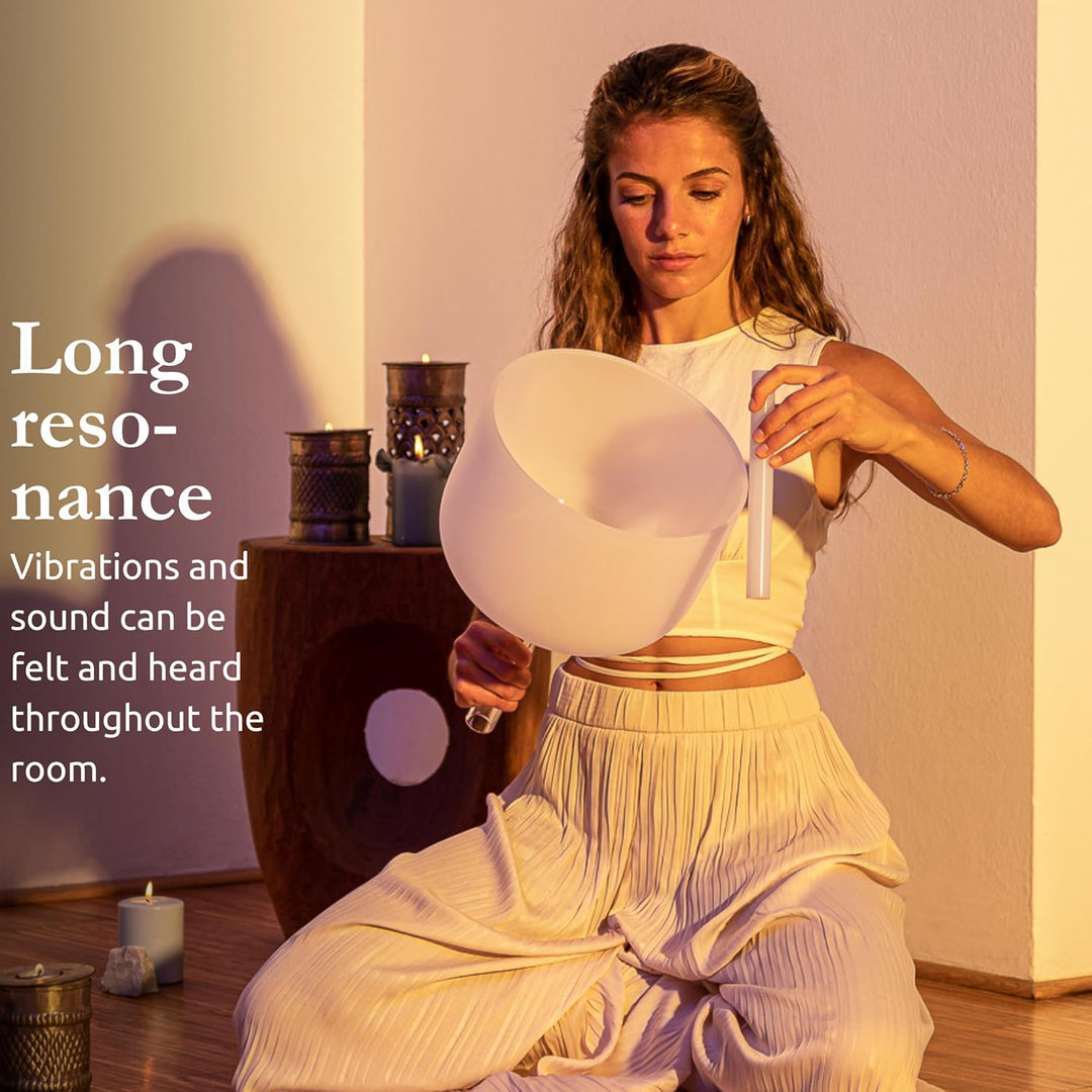 Sonic Energy 10 Zoll Kristallklangschale – 432 Hz, Ton F4, Herzchakra, mit Griff – Für Meditation, Y
