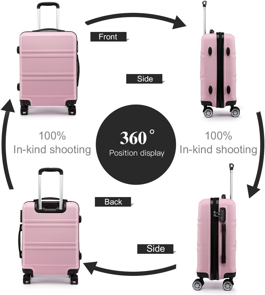 KONO Koffer Hartschale Handgepäck Trolley 55x40x22cm Zwillingsrollen Reisekoffer mit TSA Schloss, 38