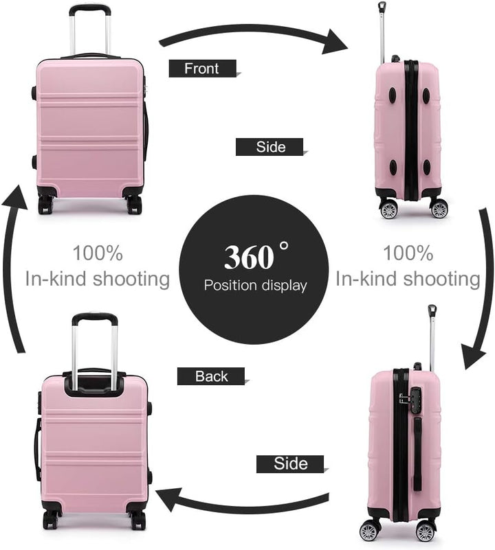 KONO Koffer Hartschale Handgepäck Trolley 55x40x22cm Zwillingsrollen Reisekoffer mit TSA Schloss, 38