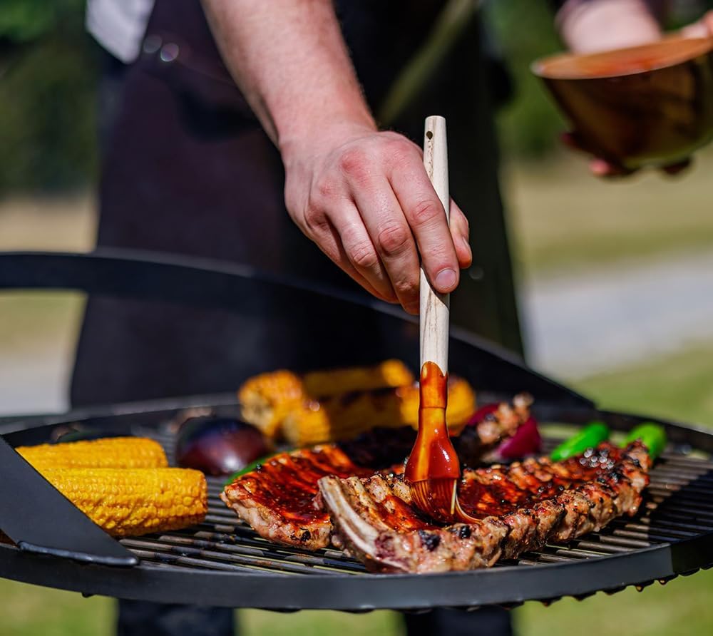 CookKing Feuerschale Montana X 60 mit Holzlager und Zubehör aus Rohstahl Ø 60 cm handgeschweisst wet