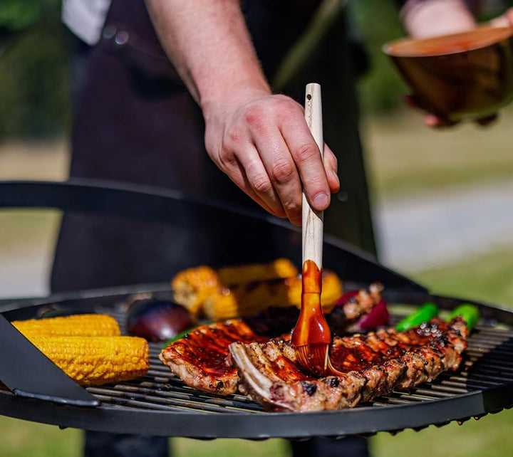 CookKing Feuerschale Montana X 60 mit Holzlager und Zubehör aus Rohstahl Ø 60 cm handgeschweisst wet