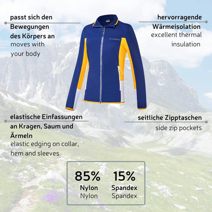 Black Crevice Damen Second Layer I Midlayer I Damen-Shirt aus funktionalem Stretch-Fleece-Material I