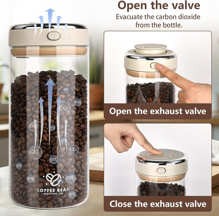 500g Kaffeedose Luftdicht, 1700ml Kaffeebohnen Behälter, Kaffeebohnen Aufbewahrung aus Hochwertigem