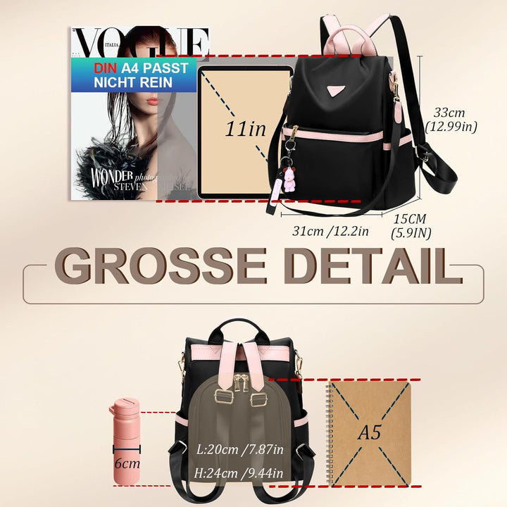 Leathario Damen Rucksack klein，Rucksack Anti Diebstahl，Rusack für Mädchen Und Fraun，Cityrucksack Mod