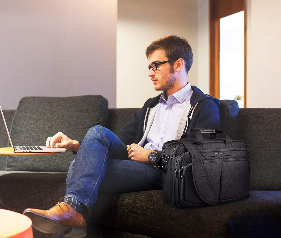 KROSER LaptopTasche 18" Upgrade Erweiterbare Leichte Aktentasche für 17,3" Laptop Premium Arbeitstas