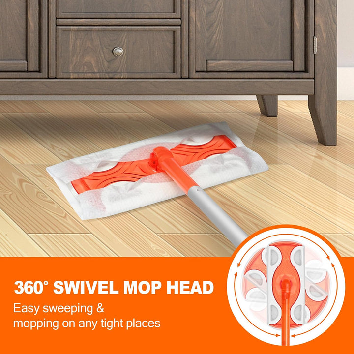 JEHONN Bodenwischer Nass für Swiffer Pads, 2-in-1 Wet Dry Starterset, Feuchte Bodentücher mit 10 Tro