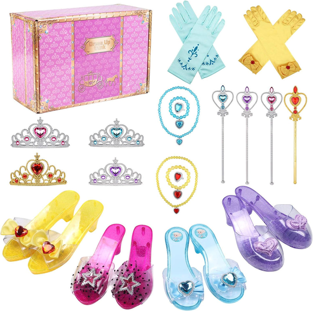Tacobear Prinzessin Kostüm Zubehör Prinzessin Schuhe Mädchen mit Krone Zauberstab Halskette Ring Arm