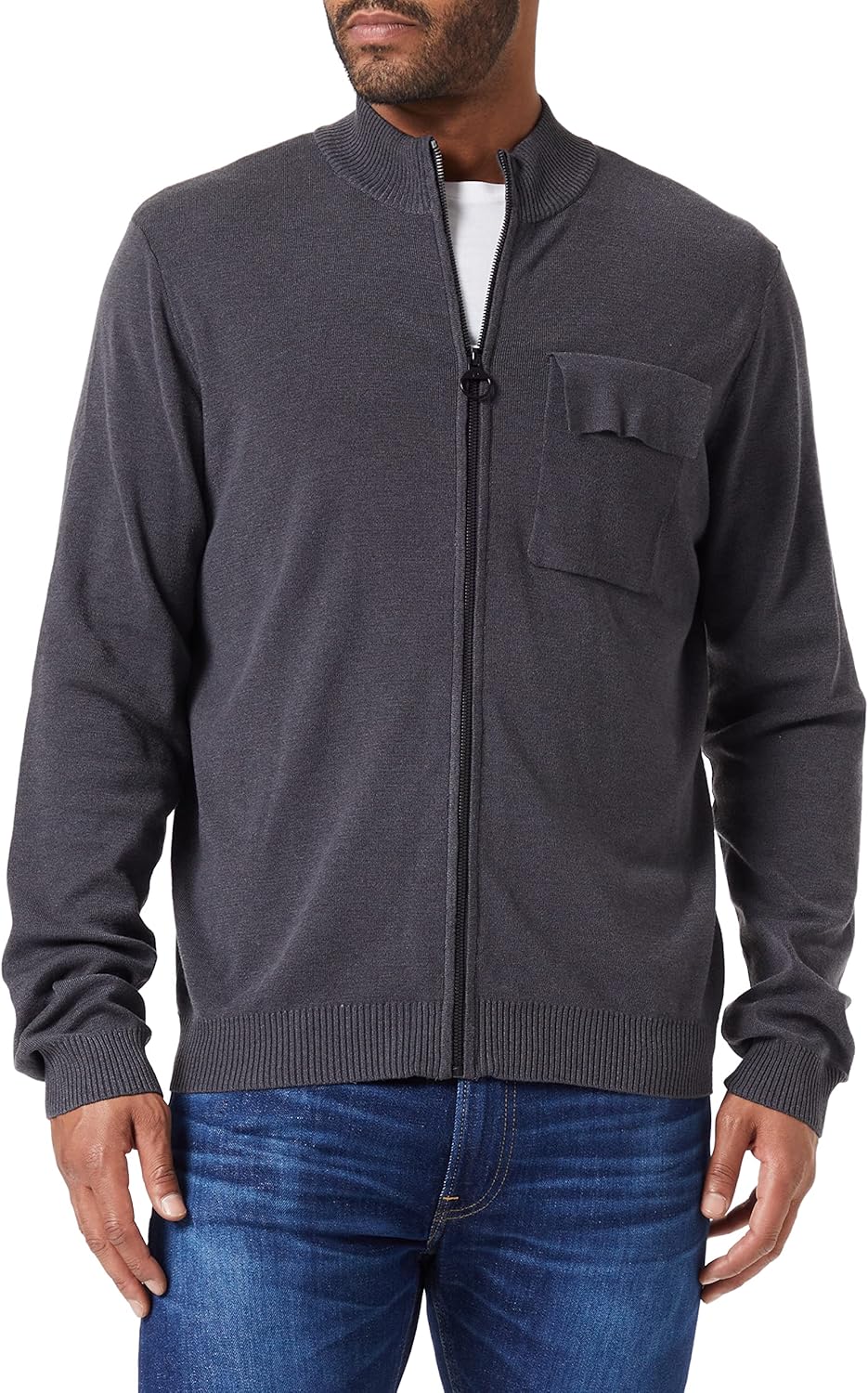 TOM TAILOR Denim Herren Strickjacke mit Brusttasche XXL 29476 - Coal Grey, XXL 29476 - Coal Grey