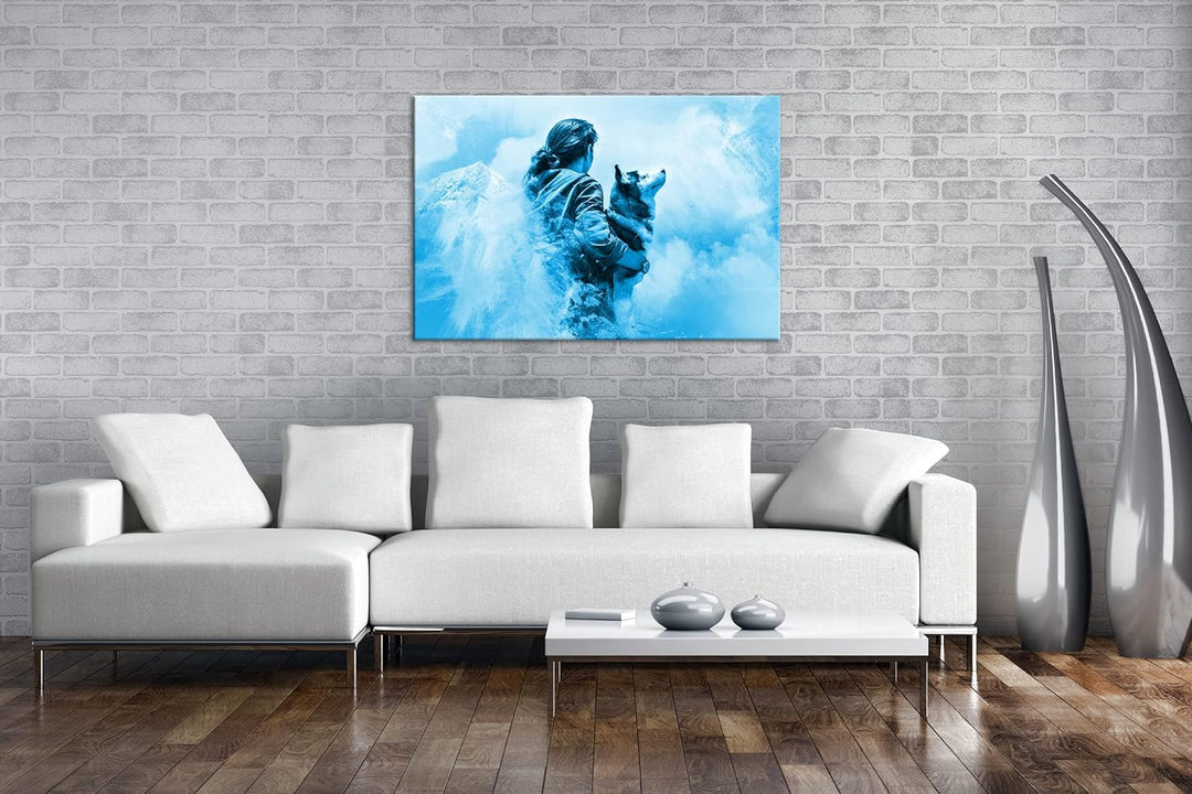 deyoli edler Husky Format: 80x60 Effekt: Monocrome Blau als Leinwand, Motiv fertig gerahmt auf Echth