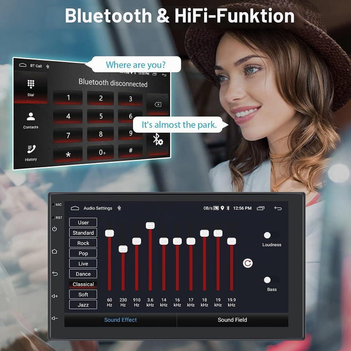 Hodozzy 2GB+64GB Autoradio 2 Din mit Navi Android mit Wireless Carplay, Android Auto, 7 Zoll Touchsc