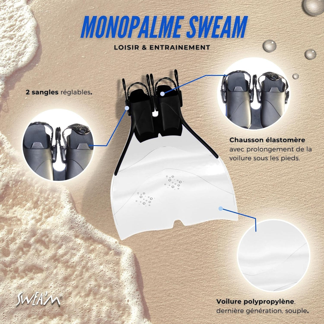 Sweam - Monoflosse Verstellbar, Transparent 44 - 48