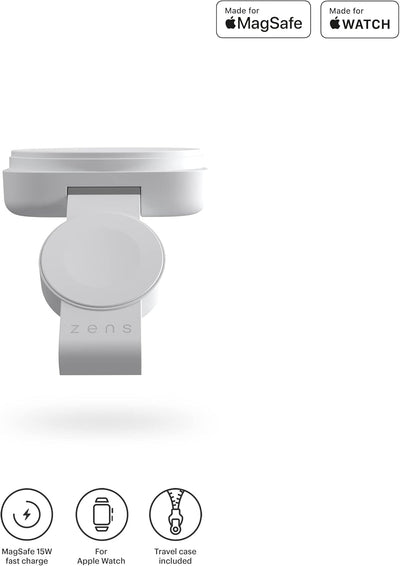 ZENS MagSafe+Watch konvertibles Reise-Ladegerät für iPhone und Apple Watch (Platzsparendes Design, T